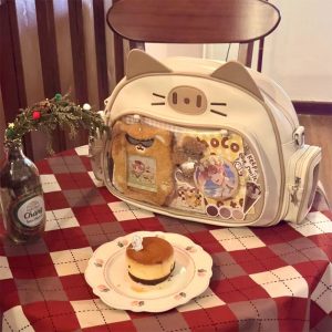 Y2K Japan Silver Cat Pin Backpack