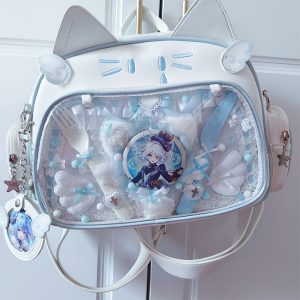 Y2K Japan Silver Cat Pin Backpack