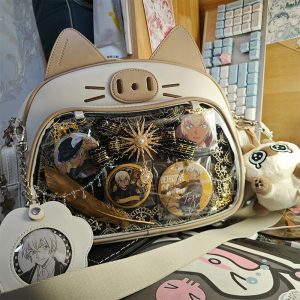 Y2K Japan Silver Cat Pin Backpack