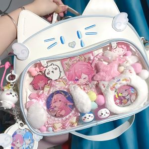 Y2K Japan Silver Cat Pin Backpack