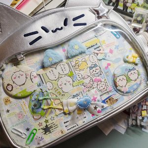 Y2K Japan Silver Cat Pin Backpack