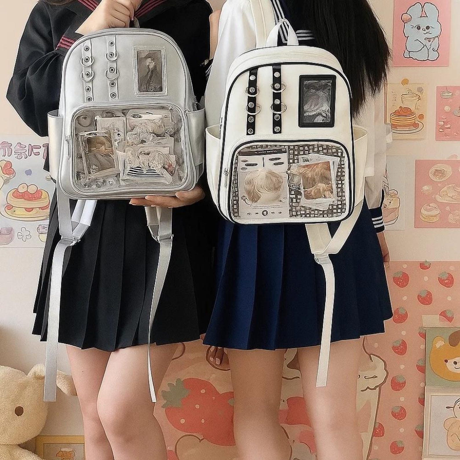 Y2K Kawaii Ita Backpack • Transparent Display Rucksack