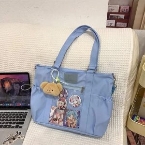 Y2K Large Ita Tote Bag – Kawaii Transparent Crossbody Shoulder Handbag for Women