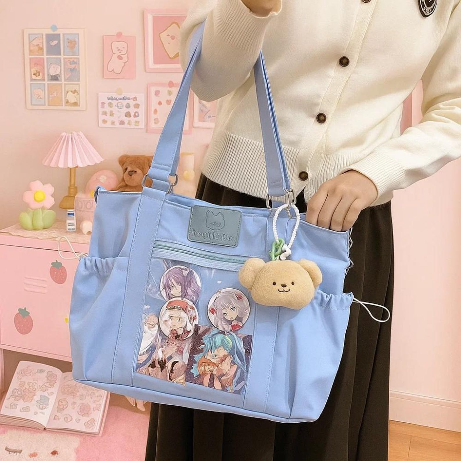 Y2K Large Ita Tote Bag – Kawaii Transparent Crossbody Shoulder Handbag for Women