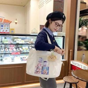 Y2K Large Ita Tote Bag – Kawaii Transparent Crossbody Shoulder Handbag for Women
