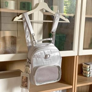 Y2K Lolita Ita Backpack – Satin Beaded Bow Bag | JK Uniform Shoulder Bag | Cute DIY Anime Badge Display Crossbody Bag for Women