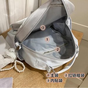 Y2K Lolita Ita Backpack – Satin Beaded Bow Bag | JK Uniform Shoulder Bag | Cute DIY Anime Badge Display Crossbody Bag for Women