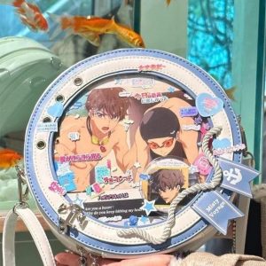 Y2K Nautical Ita Bag | Round Transparent Backpack Crossbody | Kawaii Cute Shoulder Bag for Women | DIY Pin Display Harajuku