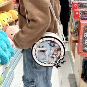 Y2K Nautical Ita Bag | Round Transparent Backpack Crossbody | Kawaii Cute Shoulder Bag for Women | DIY Pin Display Harajuku