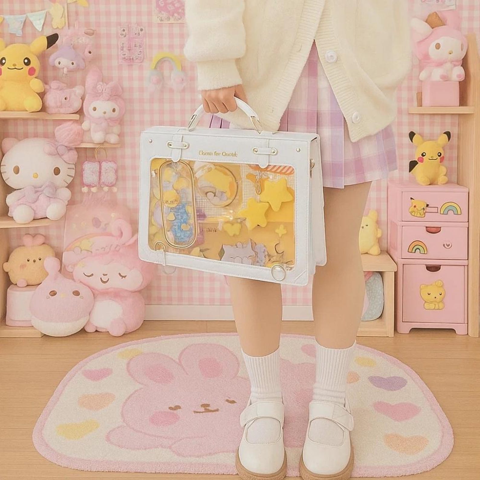 Y2K Preppy Ita Backpack • Large Transparent Display Bag • Cute Lolita Crossbody & Shoulder Bag for Girls