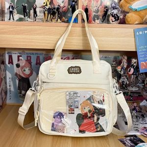 Y2K Preppy Ita Bag: Transparent Nylon Crossbody, Shoulder Tote
