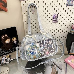 Y2K Ribbon Ita Bag: Women's Transparent PU Tote Bag