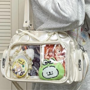 Y2K Ribbon Ita Bag: Women's Transparent PU Tote Bag