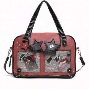 Y2K Star Ita Bag: Kawaii Clear Pocket Shoulder Bag