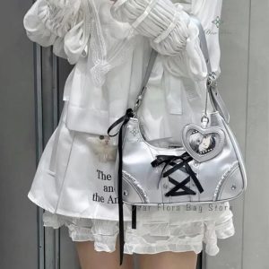 Y2K Sweet Ita Shoulder Bag – Cute Lolita Transparent Pocket Handbag | Kawaii Underarm Crossbody PU Purse for Women