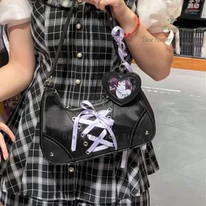 Y2K Sweet Ita Shoulder Bag – Cute Lolita Transparent Pocket Handbag | Kawaii Underarm Crossbody PU Purse for Women