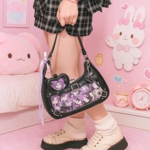 Y2K Sweet Ita Shoulder Bag – Cute Lolita Transparent Pocket Handbag | Kawaii Underarm Crossbody PU Purse for Women