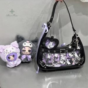Y2K Sweet Ita Shoulder Bag – Cute Lolita Transparent Pocket Handbag | Kawaii Underarm Crossbody PU Purse for Women