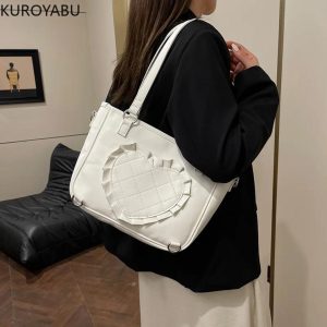 Y2K Transparent Shoulder Bag – Large Capacity PU Crossbody Tote Messenger Handbag for Women