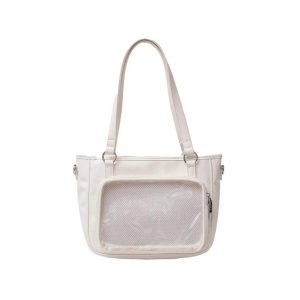 Y2K Transparent Shoulder Bag – Large Capacity PU Crossbody Tote Messenger Handbag for Women
