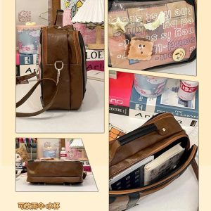 Y2K Vintage Ita Crossbody Bag | Cute Girl Transparent Shoulder Bag | PU Patchwork DIY Display Handbag
