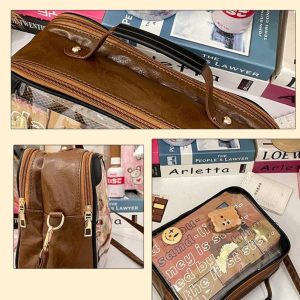 Y2K Vintage Ita Crossbody Bag | Cute Girl Transparent Shoulder Bag | PU Patchwork DIY Display Handbag