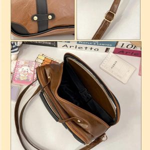 Y2K Vintage Ita Crossbody Bag | Cute Girl Transparent Shoulder Bag | PU Patchwork DIY Display Handbag