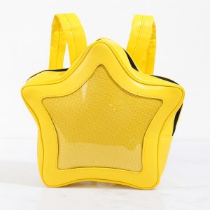Yellow Star Ita Bag – PU Leather Backpack, Y2K Shoulder Bag