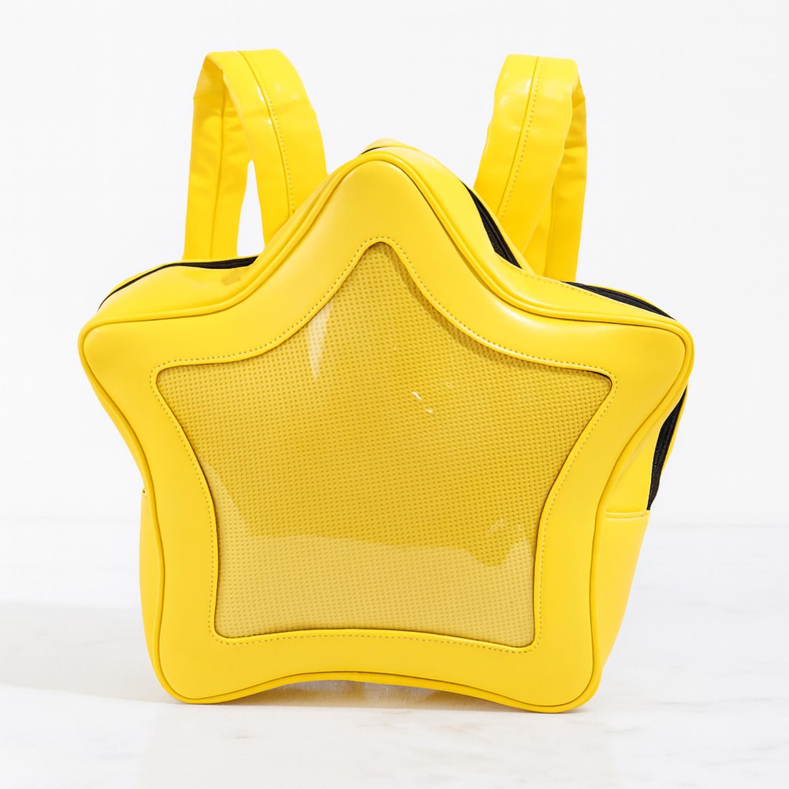 Yellow Star Ita Bag – PU Leather Backpack, Y2K Shoulder Bag