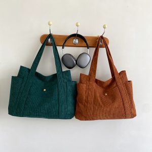 Stylish Corduroy Commuter Tote Bag for College Students and Daily Use
