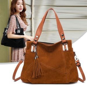 Womens Retro Tassel Zipper Suede Shoulder Crossbody Ba - Retro Shoulder Bag