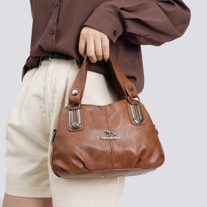 European and American-style Top Handle Crossbody Bag in Soft Grain Leather