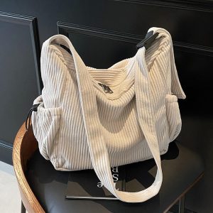 Large Tote Bag: Women's Corduroy Messenger Bag with High Capacity