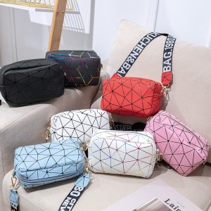 Colorful Geometric Print Multi Color Bag with Stylish Letter-strap Design