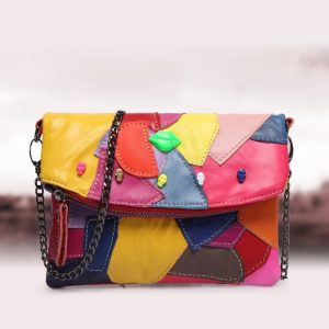 Fashionable Color-block Patchwork Chain Shoulder Bag for Stylish Outfits