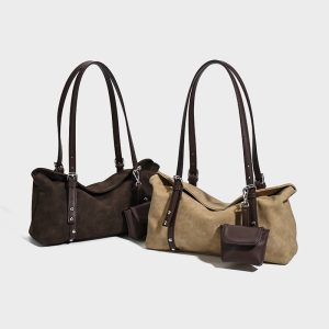 Retro Suede Pillow Bag for Women Large Capacity Perfect  - Suede Fringe Bag