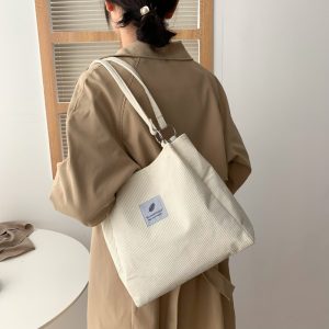 Corduroy Large Tote Bag: Stylish and Spacious for Everyday Use