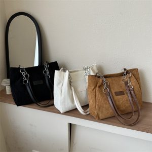 Stylish Large Tote Bag: New Corduroy One-shoulder Handbag for Women