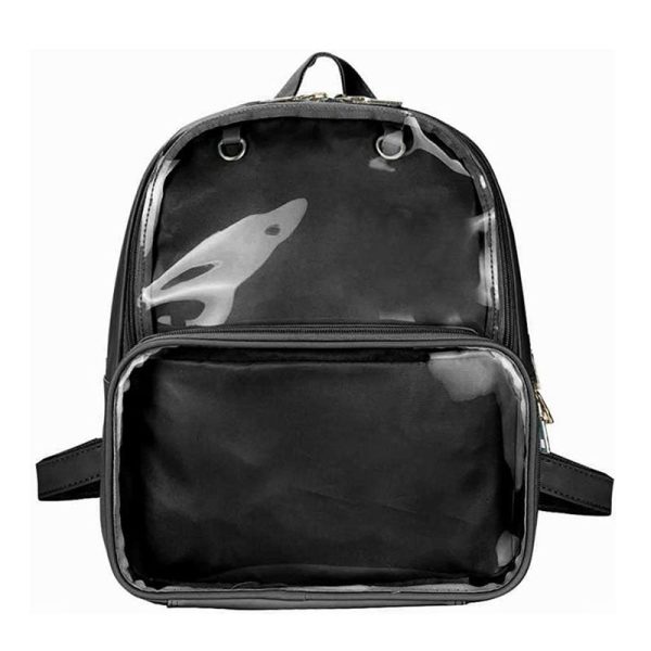 Black Backpack with Clear Window for Photocards and Pins