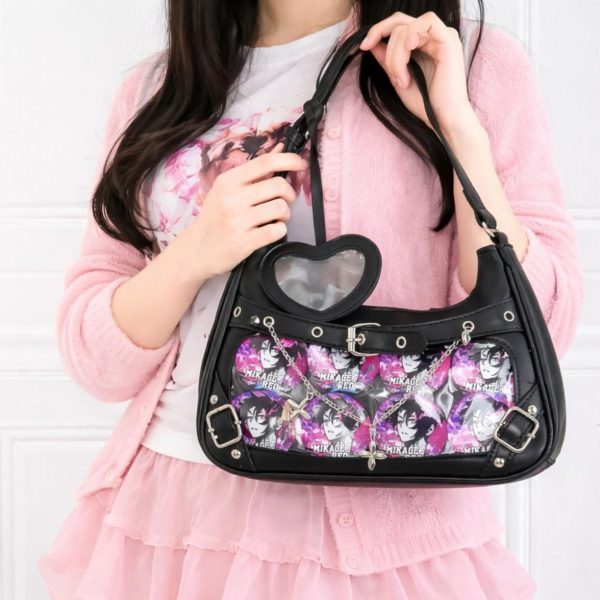 Black Convertible Ita Bag with Clear Window for Photocards and Pins