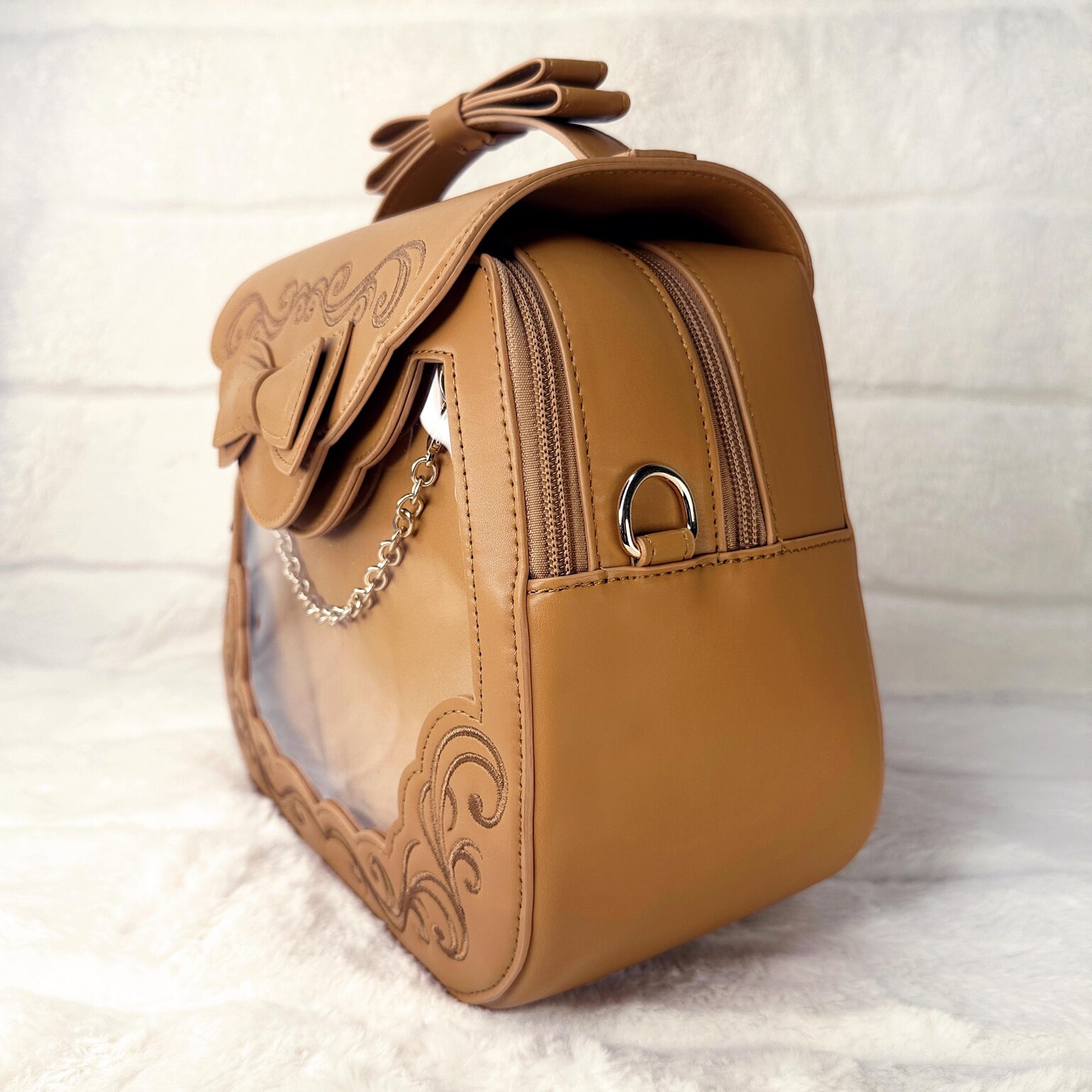 Black Ita Bag with Clear Window for Pin Display Black Ita Bag with Clear Window for Pin Display — ita bag detail view