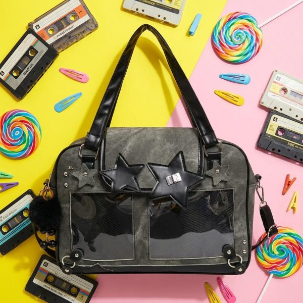 Black Kawaii Convertible Ita Bag for Pin Display