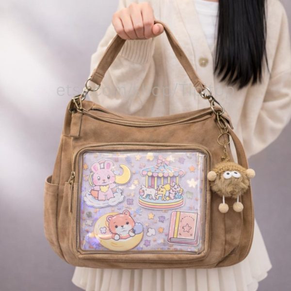 Black Kawaii Convertible Ita Bag for Plushies and Pins