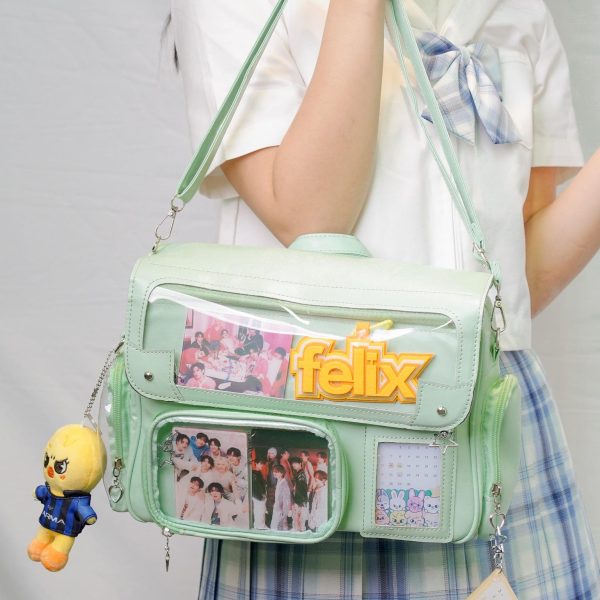 Black Kawaii Convertible Ita Bag with Clear Window for Photocards and Pins