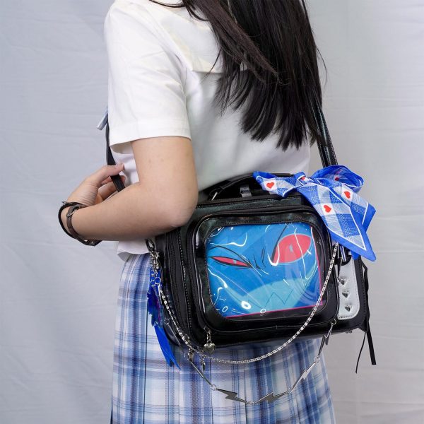 Black Kawaii Convertible Ita Bag with Clear Window for Photocards and Pins