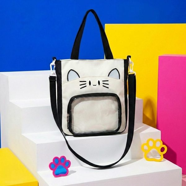 Black Kawaii Convertible Ita Bag with Clear Window for Pin Display