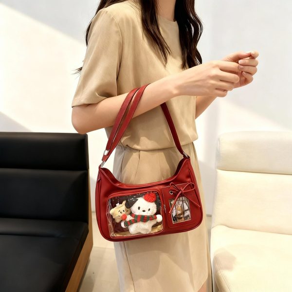 Black Kawaii Ita Bag with Clear Window for Plushies and Pins