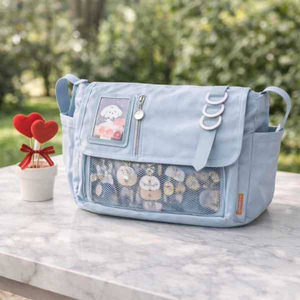 Black Kawaii Y2K Ita Purse with Clear Window for Plushies and Pins