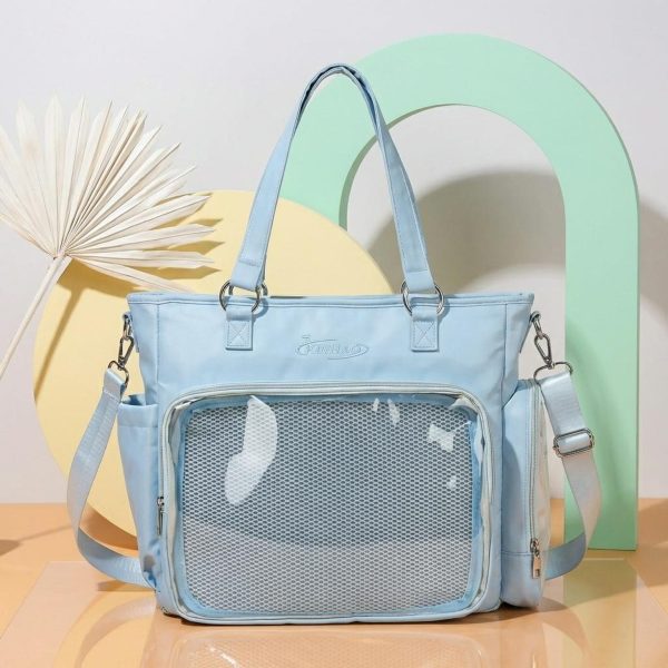 Blue Kawaii Convertible Ita Bag with Clear Window for Pin Display