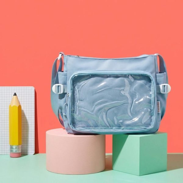 Blue Kawaii Convertible Ita Bag with Clear Window for Pin Display